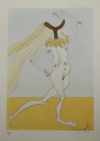Aguafuerte Dali - Nu aux Voilettes / Nude with Veils