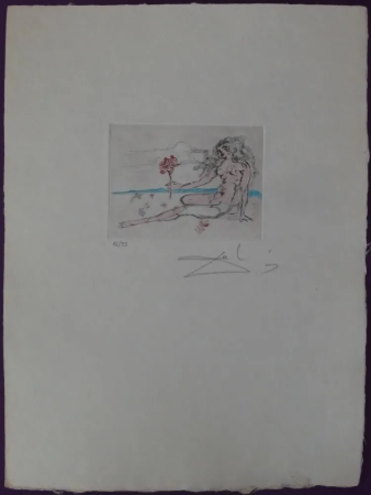 Aguafuerte Dali - Nude with rose