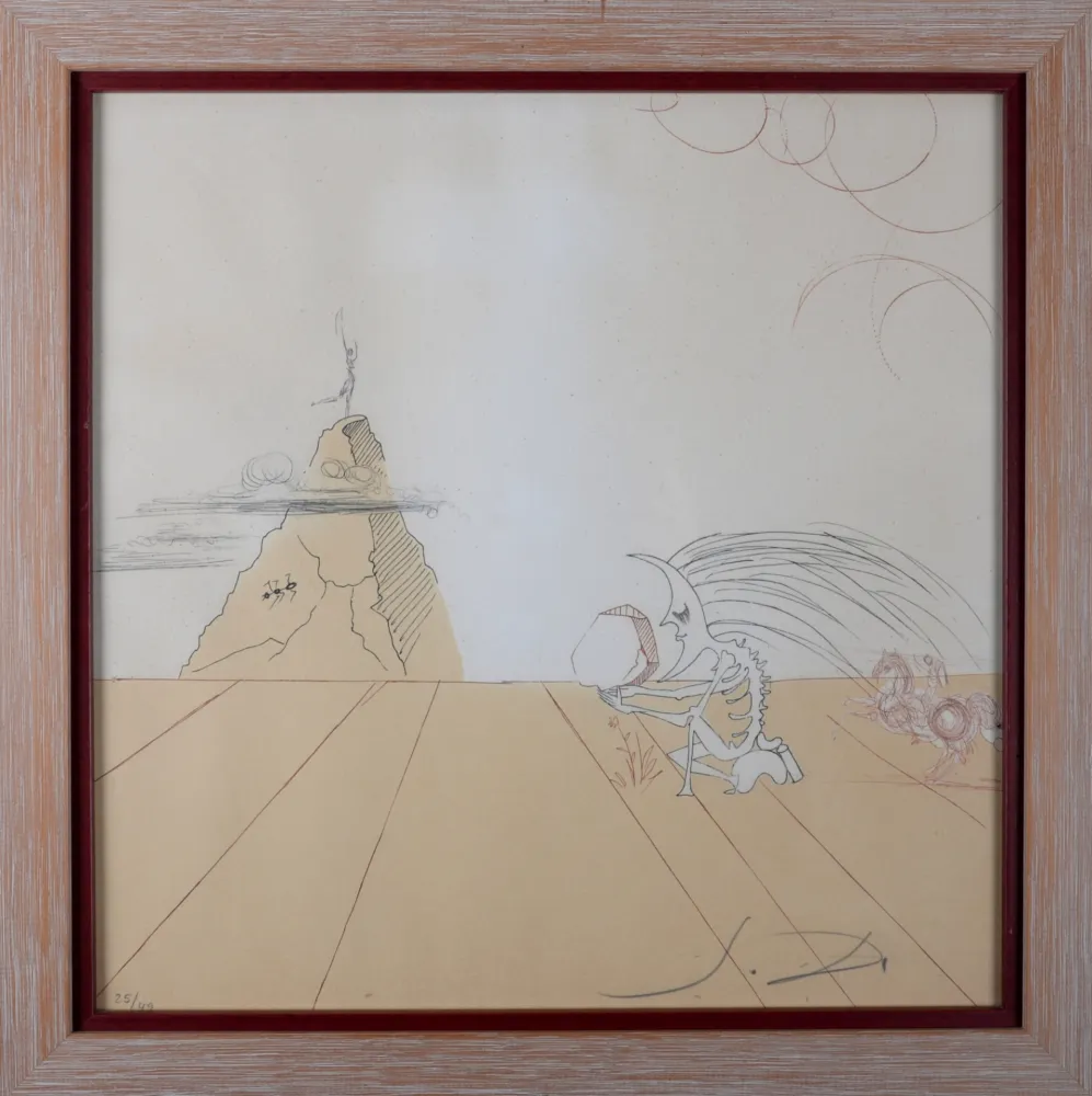 Grabado Dali - Paysage fossile imaginaire, 1968/1980 - Hand-signed