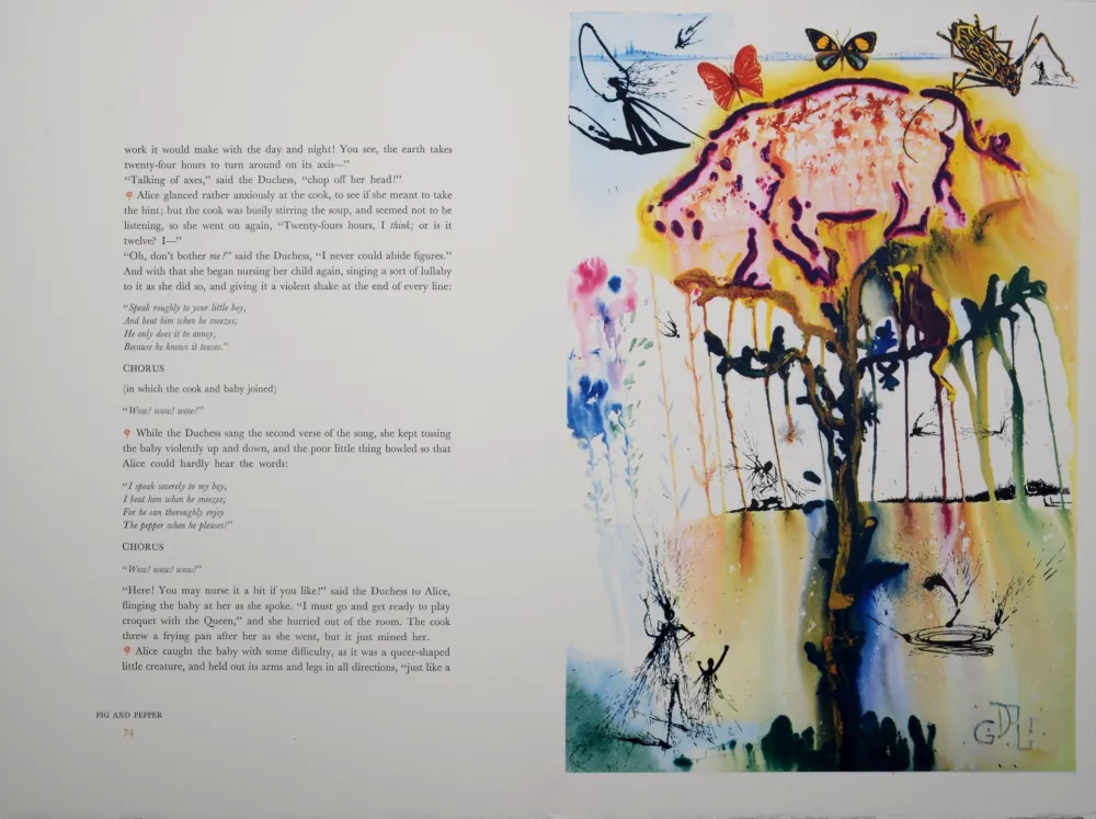 Heliograbado Dali - Pig and pepper, Alice's Adventures in Wonderland, 1969