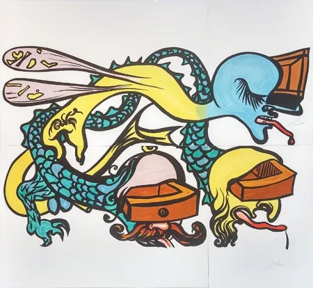 Litografía Dali - PUZZLE OF LIFE (IDRA A TRE TESTE)