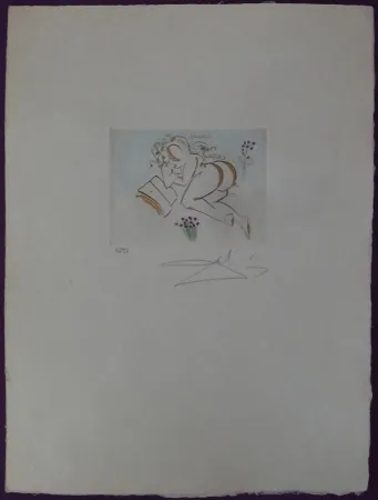 Aguafuerte Dali - Reading nude