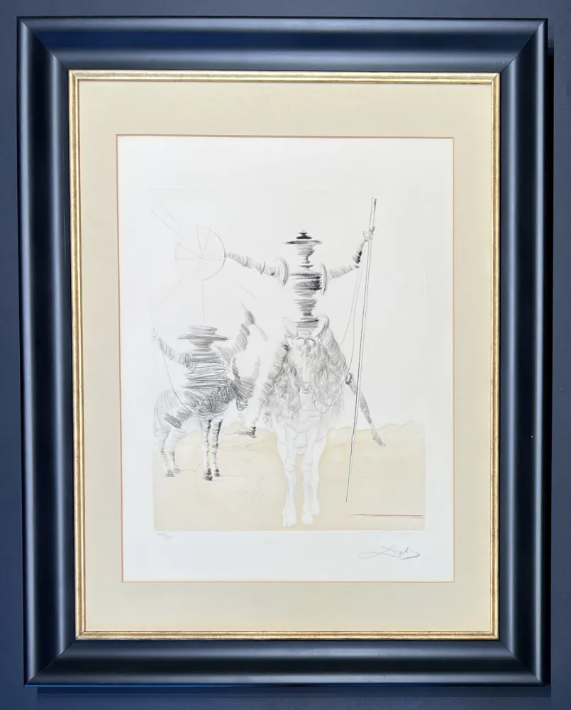 Grabado Dali - Salvador Dalì (1904–1989)  -Don Quichotte et Sancho Pança - Etching and aquatint