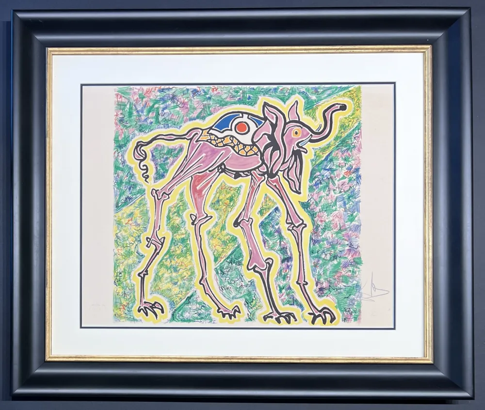 Litografía Dali - Salvador Dalì (1904-1989) - Elefante-cicogna (Elephant-stork) - Coloured lithograph on Arches paper