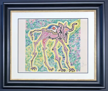 Litografía Dali - Salvador Dalì (1904-1989) - Elefante-cicogna (Elephant-stork) - Coloured lithograph on Arches paper