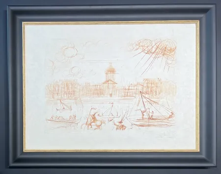 Grabado Dali - Salvador Dalì (1904–1989) - L'Academie de Paris - Etching in sepia on extremely fine Japanese paper - 1971