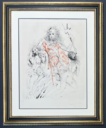Punta Seca Dali - Salvador Dalì (1904 - 1989) - Poisedon - Mixed media incorporating heliogravure and drypoint etching hand-colored on Arches paper - 1966