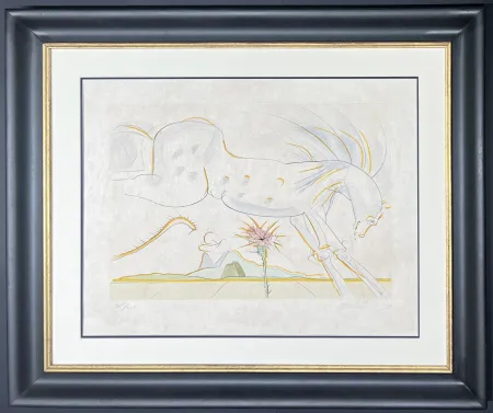 Grabado Dali - Salvador Dalì (1904–1989) - The Horse and the Wolf - drypoint etching with stencil on extremely fine Japanese paper - 1974