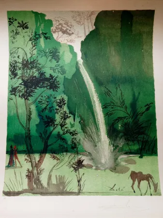 Litografía Dali - Salvador DALI, Mointain scene, 1970 - Rare hand signed lithograph