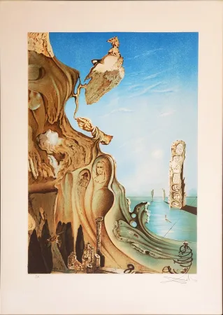 Litografía Dali - SALVADOR DALI, Monument impérial à la femme Gala (Memoire du femme-enfant), Superbe Lithograph Handsigned in pencil 