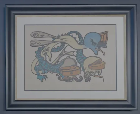 Litografía Dali - Salvador Dalì(1904-1989)- Idra a tre teste (Three-headed Hydra)- color lithograph on Arches paper