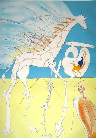 Aguafuerte Dali - Saturnian giraffe