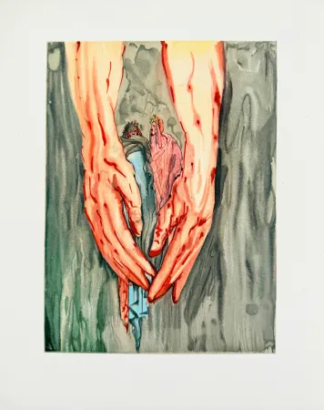 Grabado En Madera Dali - The Inferno, Canto 16 - The Mount of Geryon