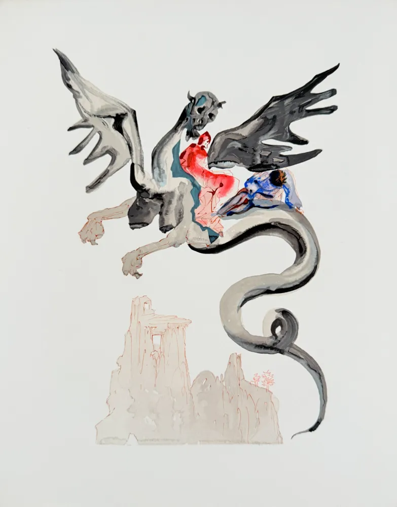 Grabado En Madera Dali - The Inferno, Canto 17 - The Usurers