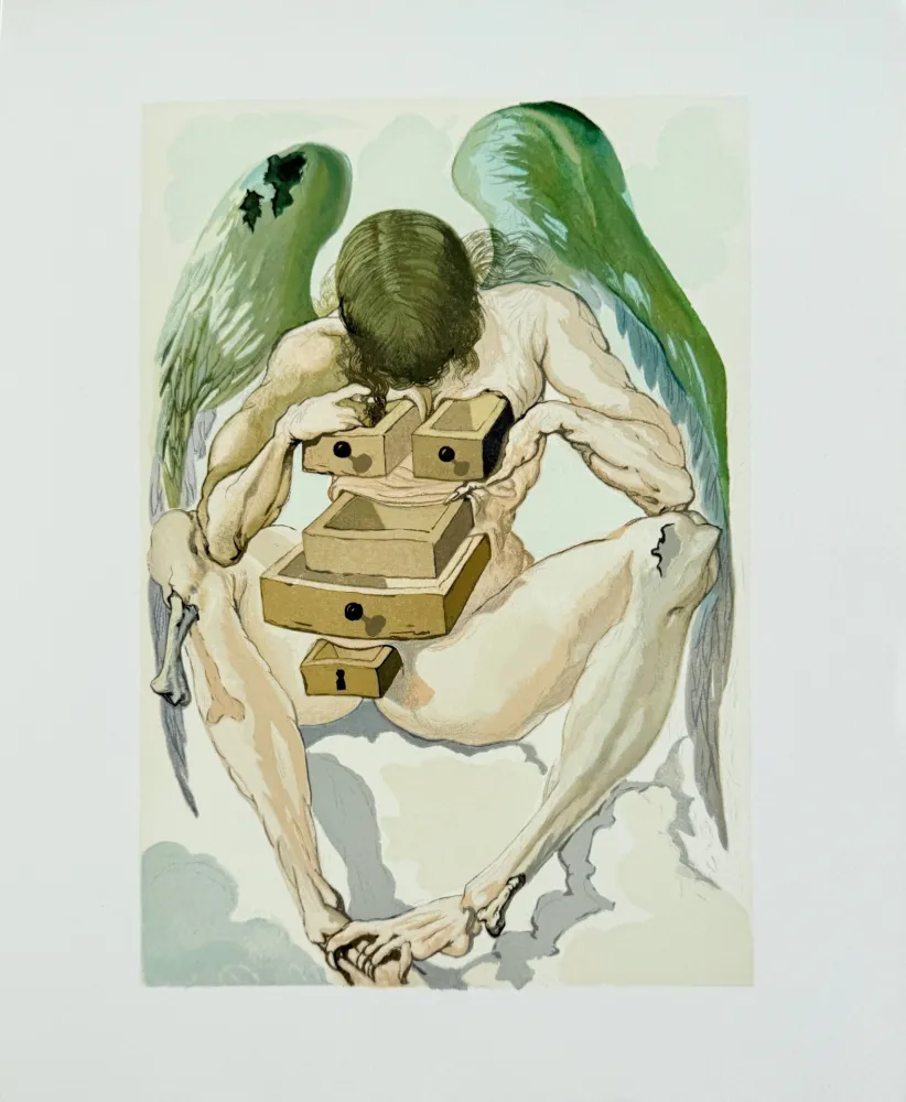 Grabado En Madera Dali - The Purgatory, Canto 1 - The Fallen Angel