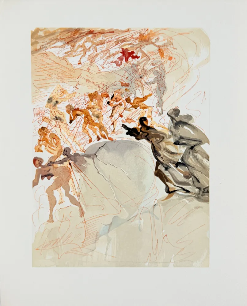 Grabado En Madera Dali - The Purgatory, Canto 25 - Mounting the Seventh Terrace, Lust