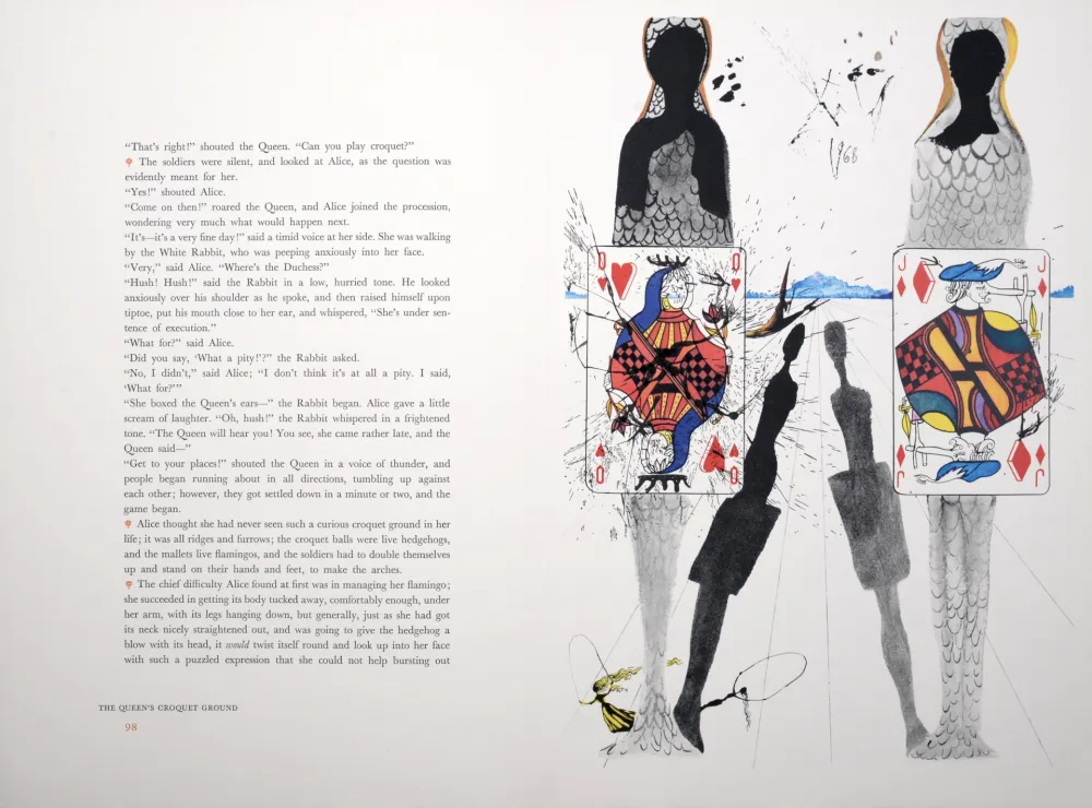 Heliograbado Dali - The Queen's Croquet Ground, Alice's Adventures in Wonderland, 1969