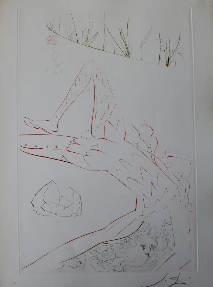 Grabado Dali - Tristan et Iseult : Tristan blessé