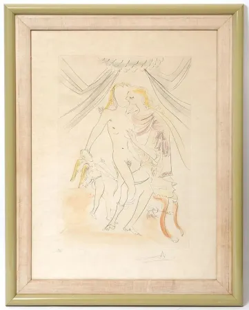 Aguafuerte Dali - Vénus, Mars and Cupidon from Suite Mythologique Nouvelle