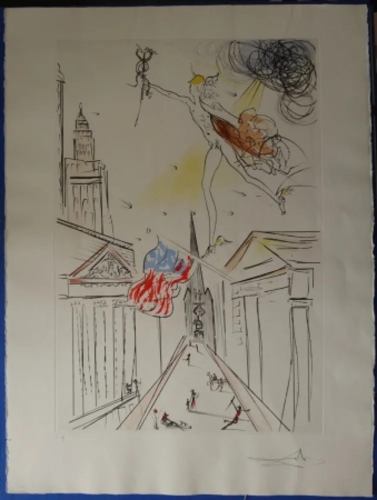 Aguafuerte Dali - Vue de Wall Street