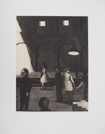 Grabado Davies - A la gare