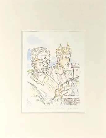 Grabado De Chirico - Autoritratto con Mercurio