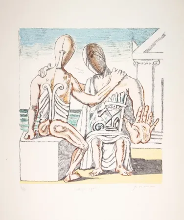 Litografía De Chirico - Colloquio segreto