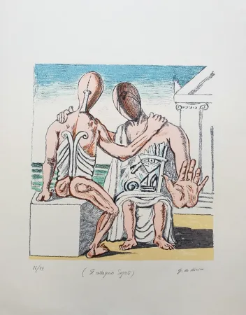 Litografía De Chirico - Colloquio segreto