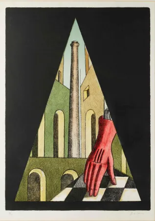 Litografía De Chirico - Il guanto (Il guanto rosso)