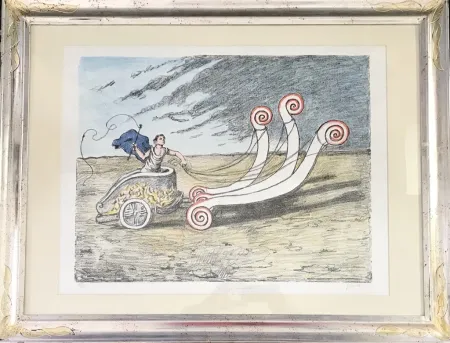 Litografía De Chirico - La Biga invincibile 