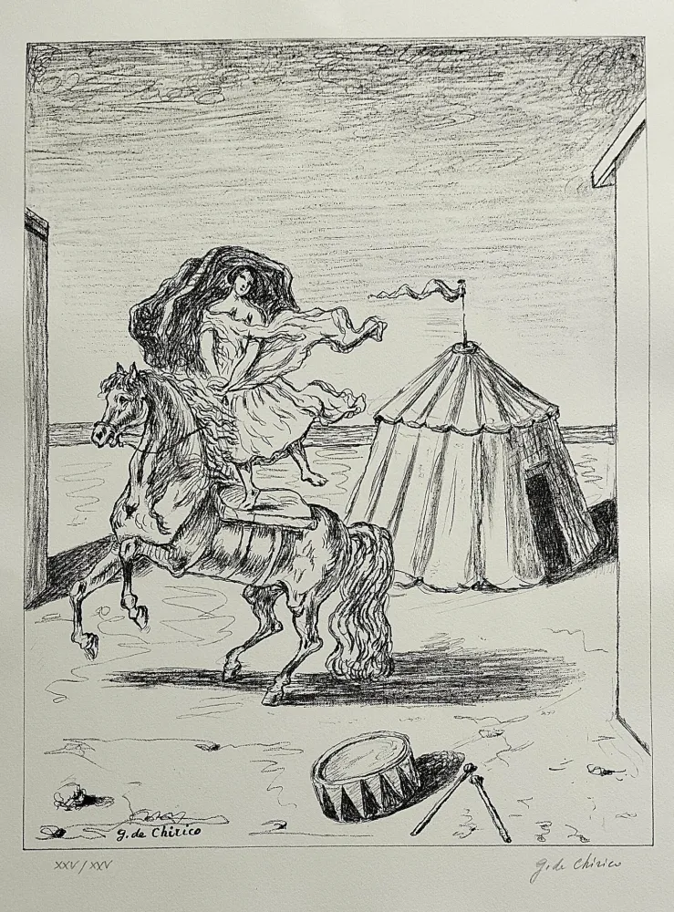 Litografía De Chirico - La cavallerizza