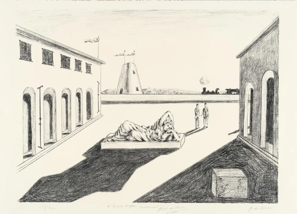 Litografía De Chirico - Piazza d'Italia