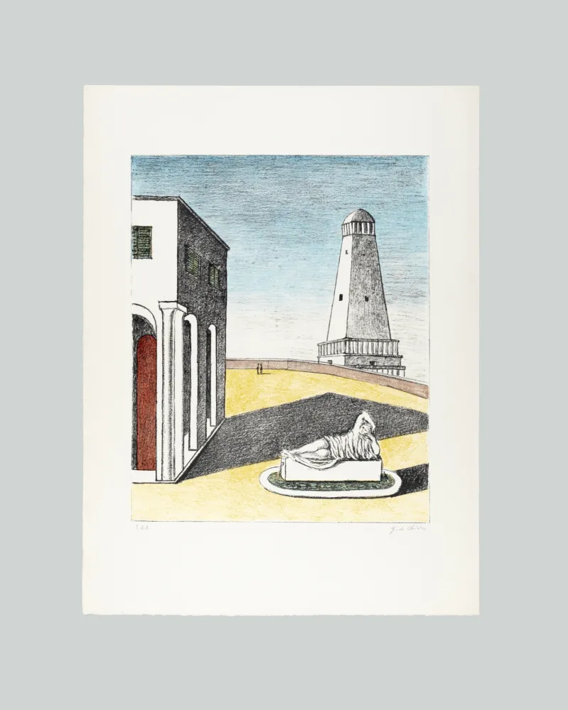 Litografía De Chirico - Piazza d'Italia