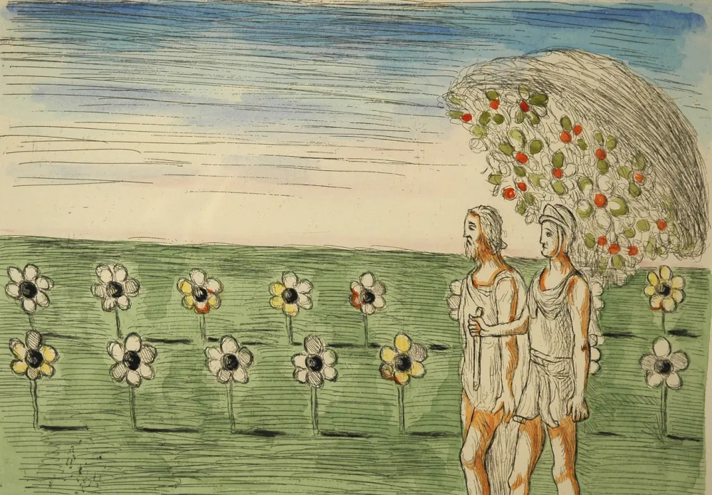 Aguafuerte De Chirico - Visione misteriosa