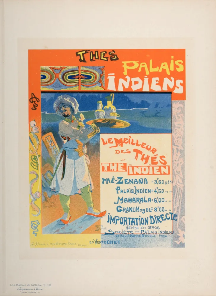 Litografía De Feure - Les Maîtres de l'Affiche : Thés Palais Indiens, 1895