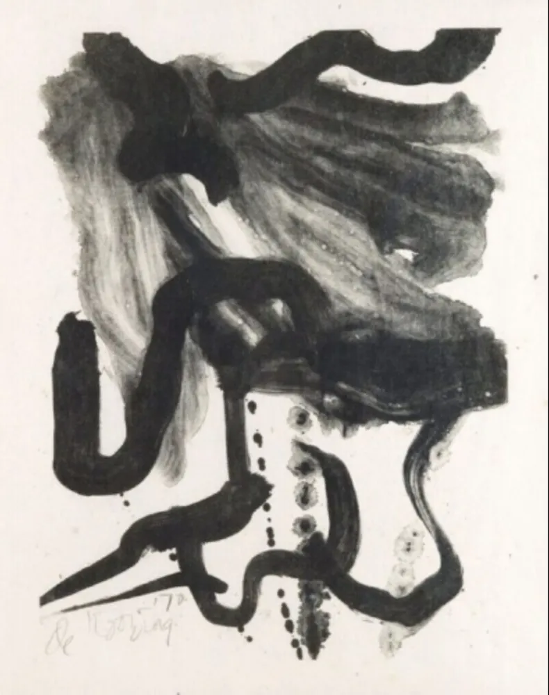 Litografía De Kooning - Woman with long hair and corset