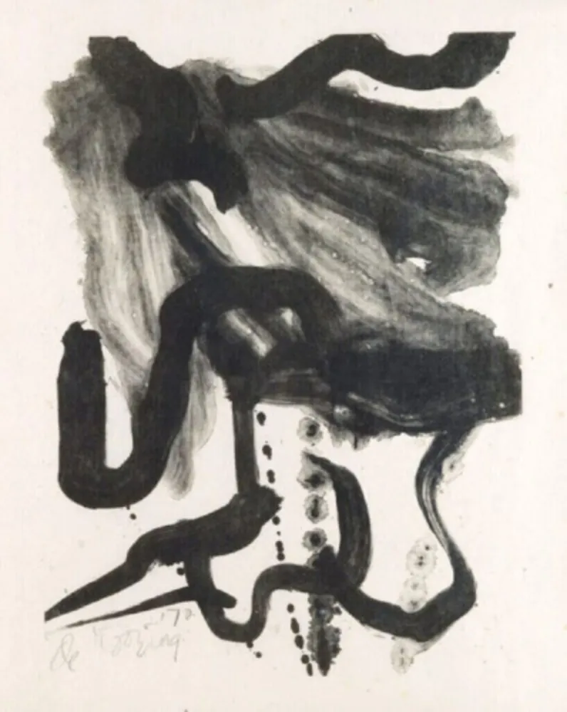 Litografía De Kooning - Woman with long hair and corset
