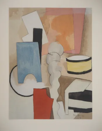 Litografía De La Fresnaye - Nature morte cubiste au tambour