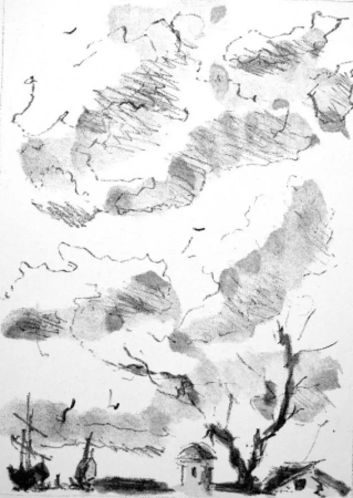 Litografía De Pisis - Paese antico