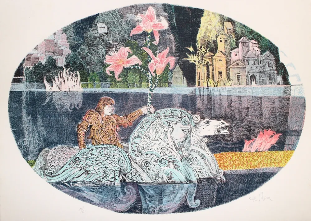 Litografía De Rosa - Cavaliere