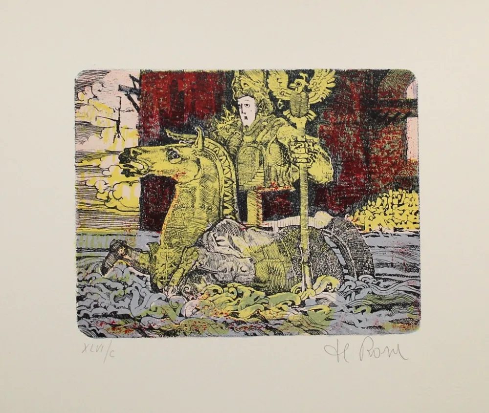 Litografía De Rosa - Ritt durchs Wasser