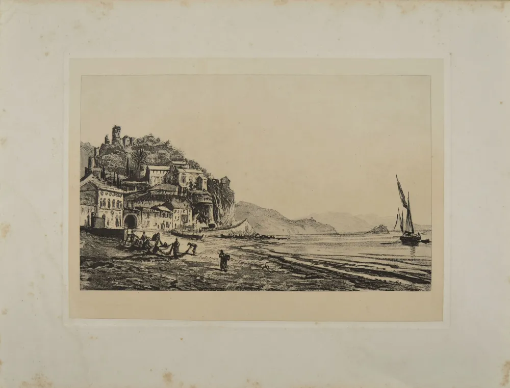 Aguafuerte De Rothschild - VIEW OF NOLI, NEAR SAVONA, 1869