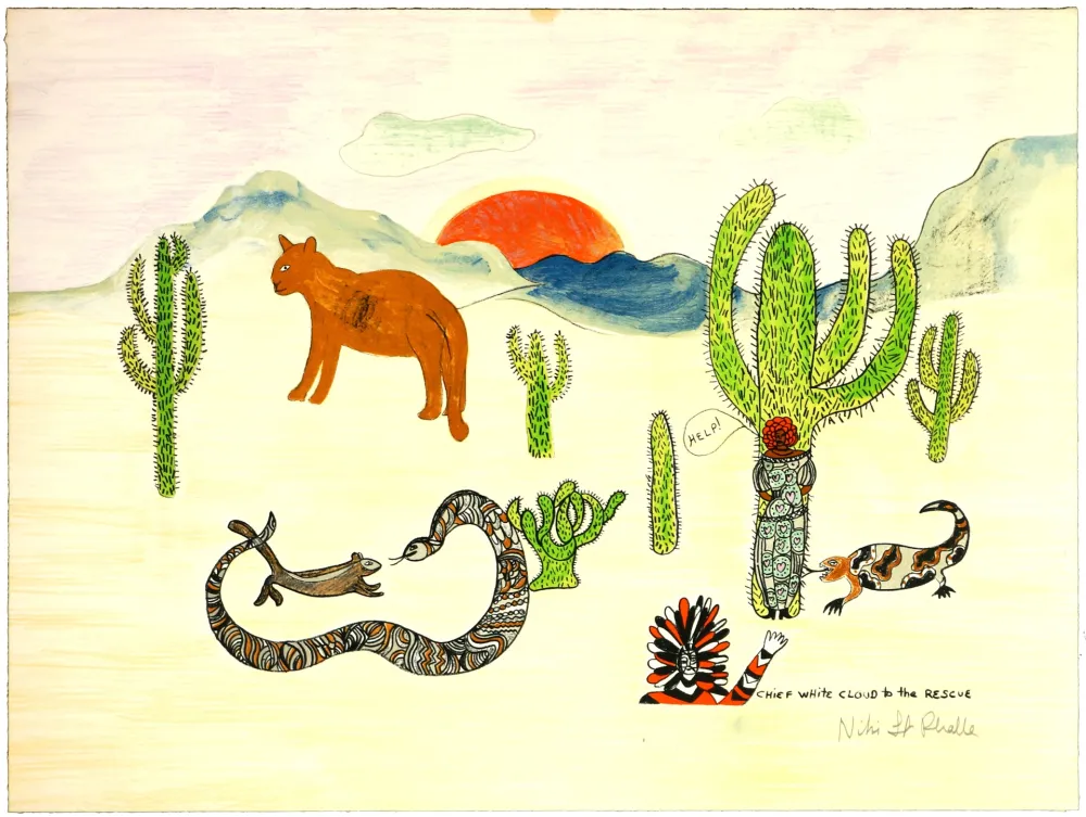 Litografía De Saint Phalle - Chief white cloud to the rescue