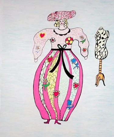 Litografía De Saint Phalle - Femme et mannequin d'atelier de couture