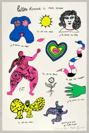 Serigrafía De Saint Phalle - Lettre d'amour à mon amour