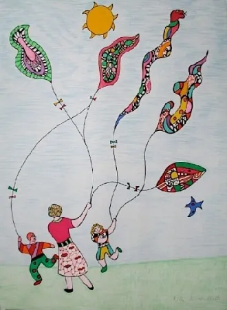 Litografía De Saint Phalle - Méchant - Méchant - Le cerf-volant