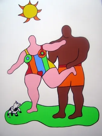 Serigrafía De Saint Phalle - PINK NANA-BLACK MAN