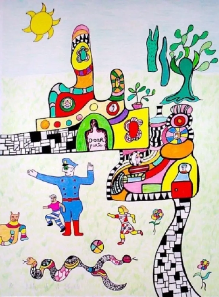 Litografía De Saint Phalle - Sortie d'école