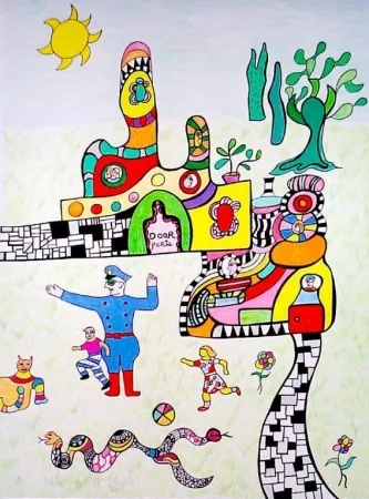 Litografía De Saint Phalle - Sortie d'école