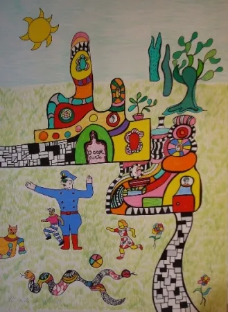 Litografía De Saint Phalle - Sortie d'école